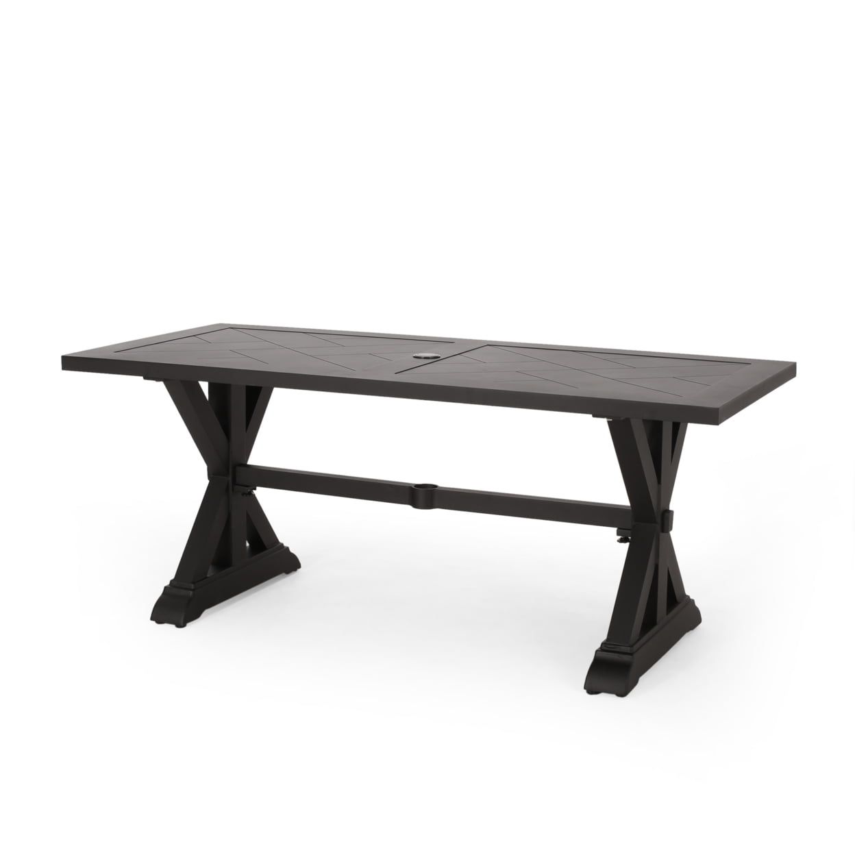 Gdfstudio Arlene Outdoor Aluminum Dining Table, Antique Black, 70.5X30 ... within Gdf Studio Utica Antique Style 2-Piece Yellow Accent Side Table, Yellow