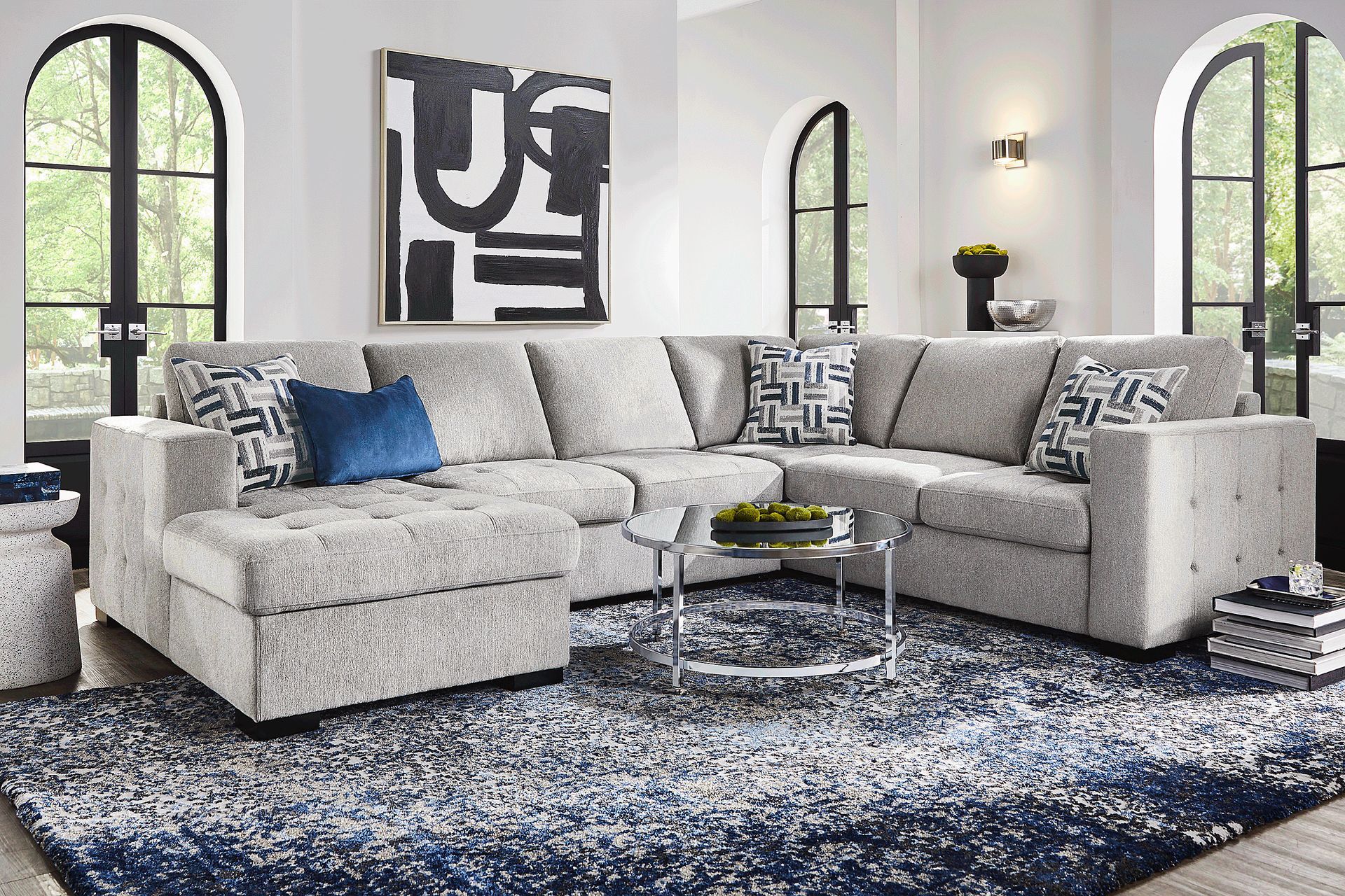 Geneva Gray Textured 3 Pc Left Arm Chaise Pcstorage Sleeper Sectional ... intended for Choosing the Right Gray Sleeper Sectional for Modern Living