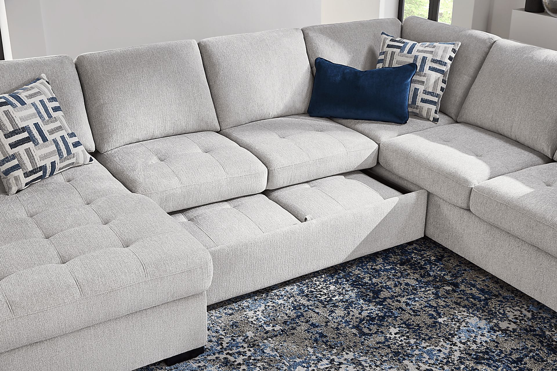 Geneva Gray Textured 3 Pc Left Arm Chaise Pcstorage Sleeper Sectional ... with Choosing the Right Gray Sleeper Sectional for Modern Living