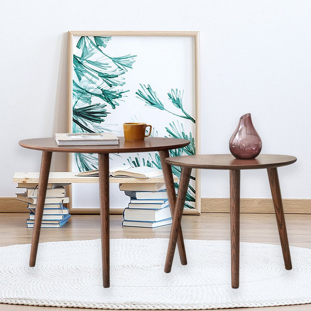 George Oliver Solid Wood Nesting Table Set Of 2, Retro Wood Coffee ... pertaining to Curating a Cozy Atmosphere with Your New Wooden Nesting Table Set