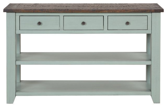 Gewnee 48" Solid Pine Wood Top Console Table - Farmhouse - Console ... intended for Gewnee 48'' Solid Pine Wood Top Console Table