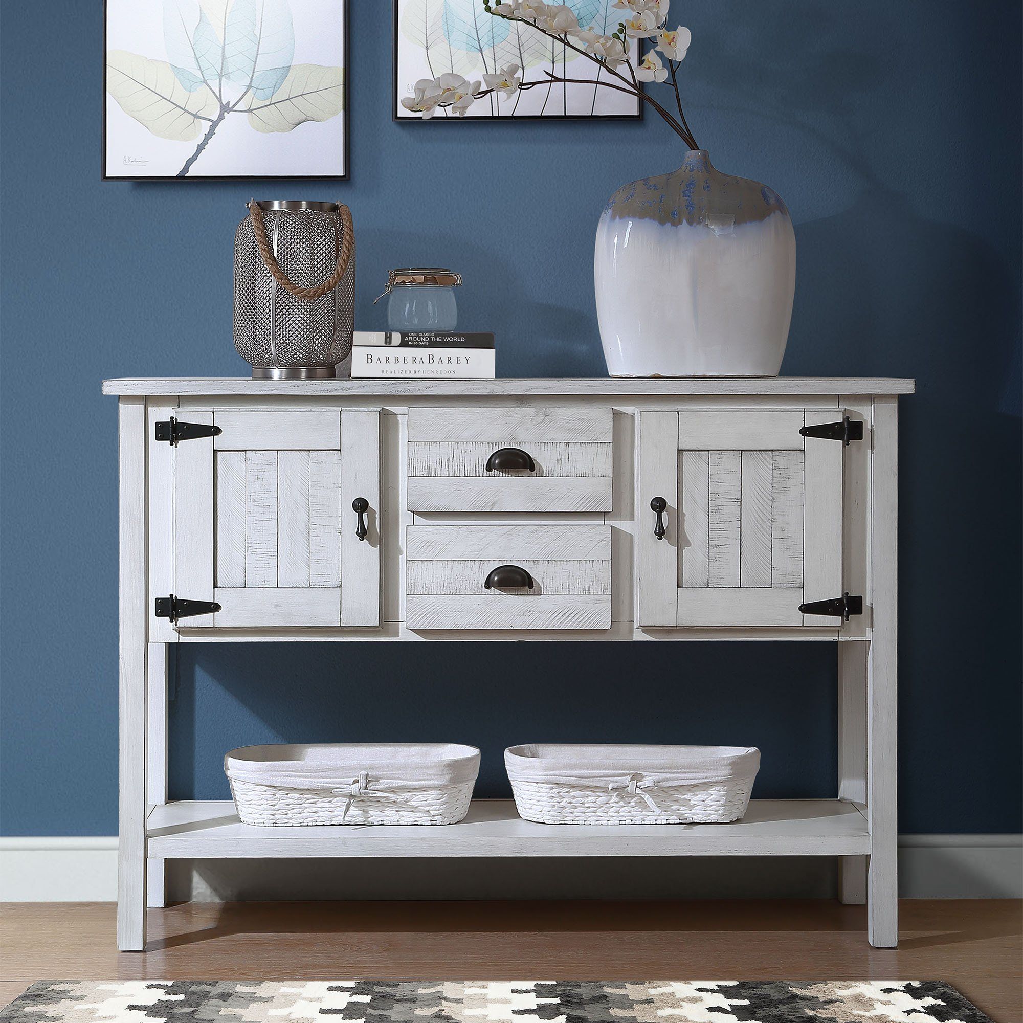 Gewnee 48" Solid Wood Sideboard Console Table - Farmhouse - Buffets And ... for Gewnee 48'' Solid Wood Sideboard Console Table