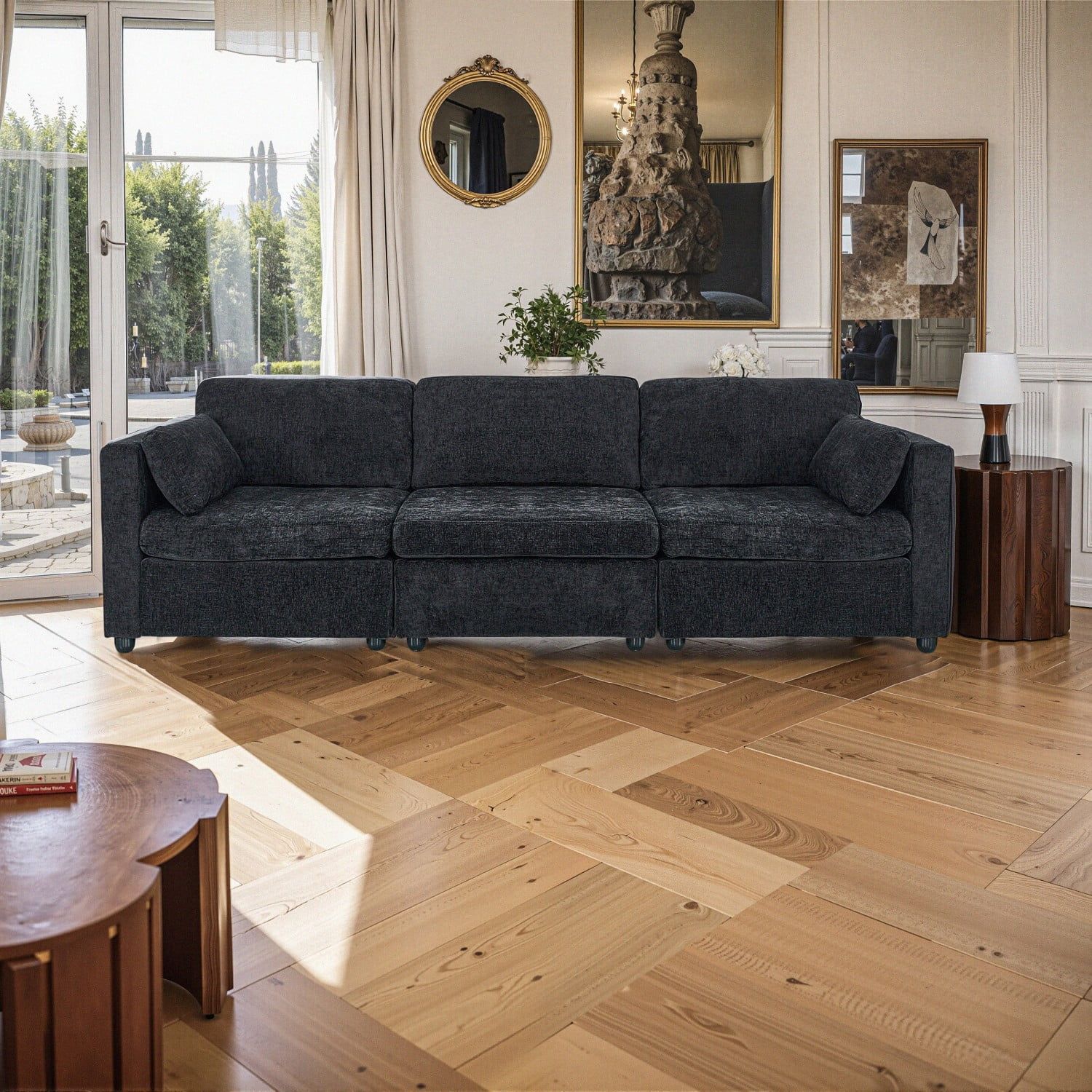 Gewnee Chenille Fabric Modular Sectional Modular Sofa Couch Largest 3 ... pertaining to Everyday Comfort Meets Modern Elegance in Gewnee's Chenille Upholstered Sectional Sofa Couch Set