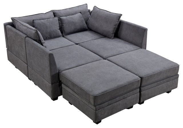 Gewnee Modern Large U-Shape Modular Sectional Sofa - Transitional ... throughout Gewnee Modern Large U-Shape Modular Sectional Sofa, Dark Grey
