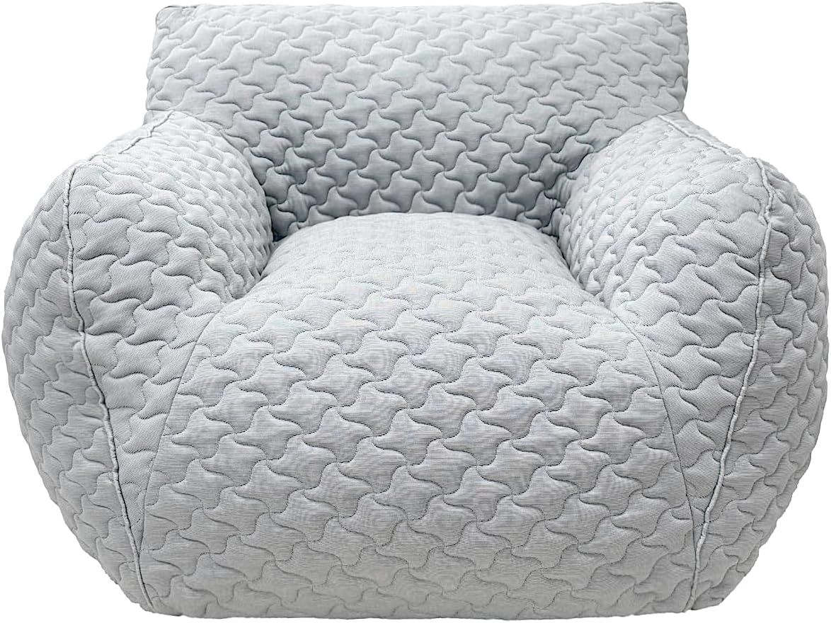 Giant Bean Bag Chair,Bean Bag Sofa Chair With Armrests, Bean Bag Couch ... with regard to Gewnee Bean Bag Sofa Chair With Armrests Stuffed High-Density Foam, White