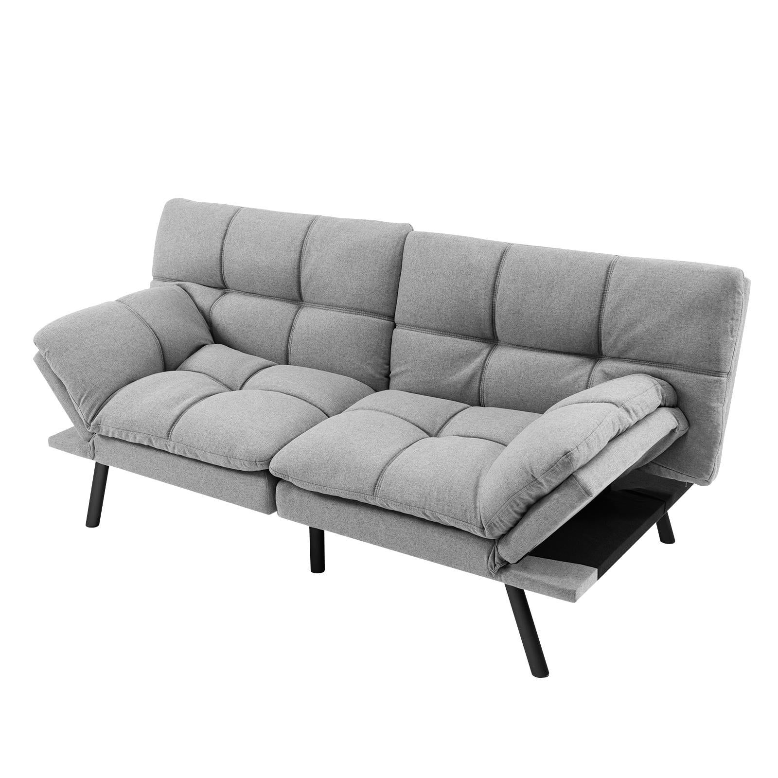 Giantex Convertible Sofa Bed, Memory Foam Futon Bed W/Adjustable ... pertaining to Upholstered Sofa Bed With Adjustable Armrests, Gray