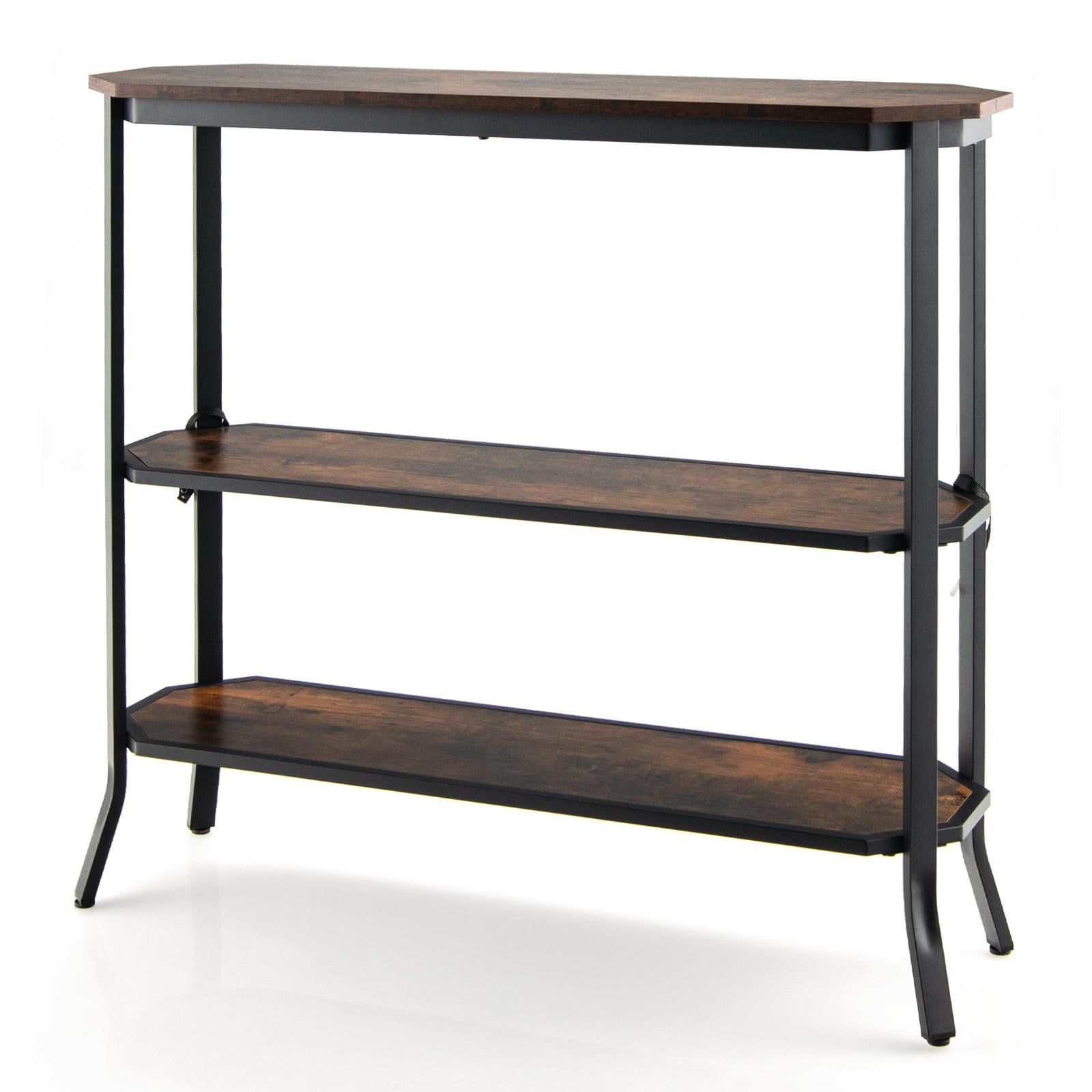 Giantex Industrial Console Table, 3-Tier Narrow Sofa Table W/Sturdy ... within Sturdy Firwood Console Table, Black