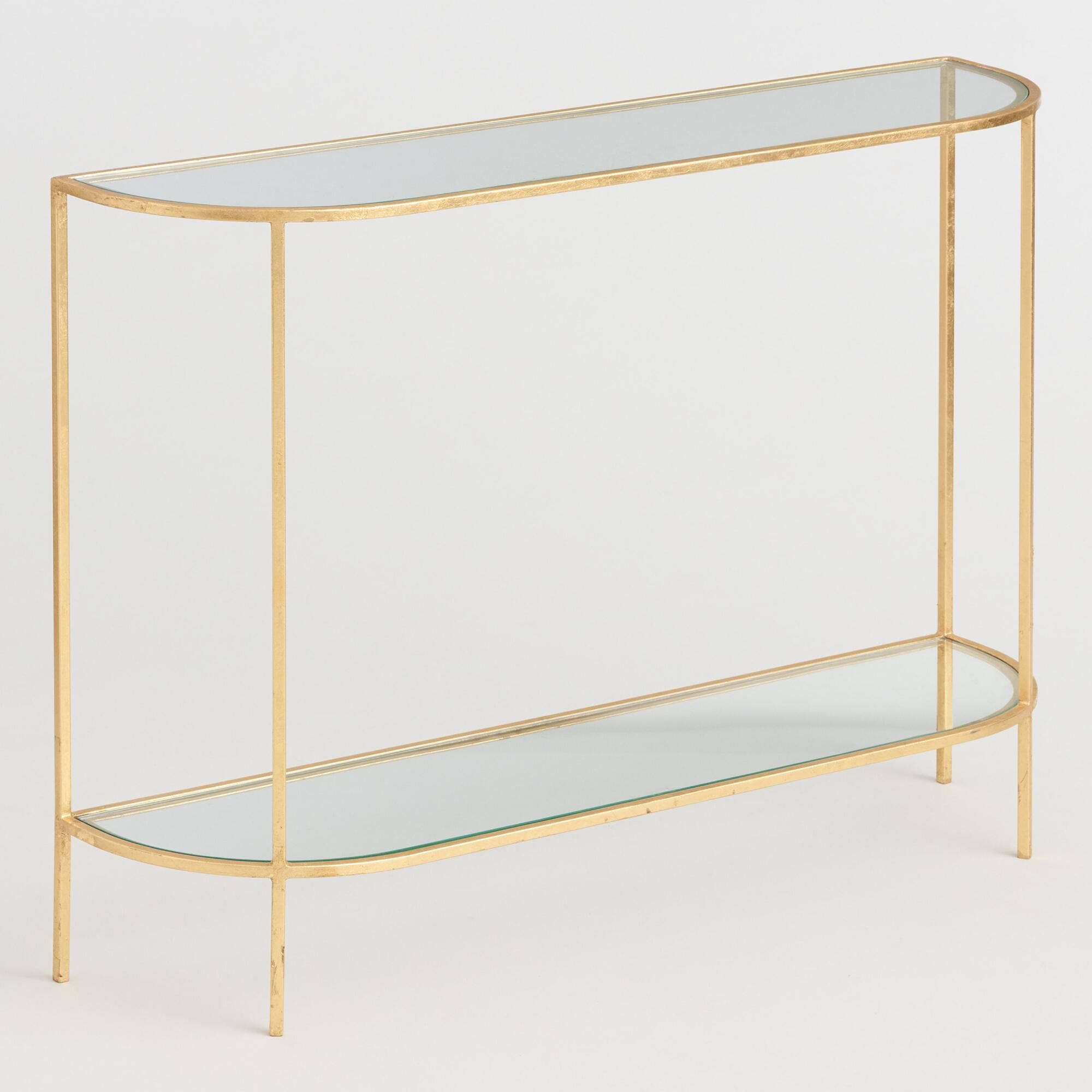 Glass-Gold-Leaf-Console-Table pertaining to The Art of Accessorizing with the Leilani Palm Leaf Console Table Gold and Glass Edition