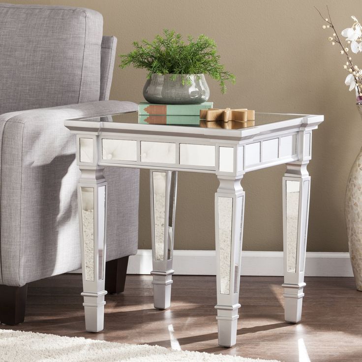 Glenview Glam Mirrored Square End Table - Matte Silver regarding Glenview Glam Mirrored Console Table - Matte Silver