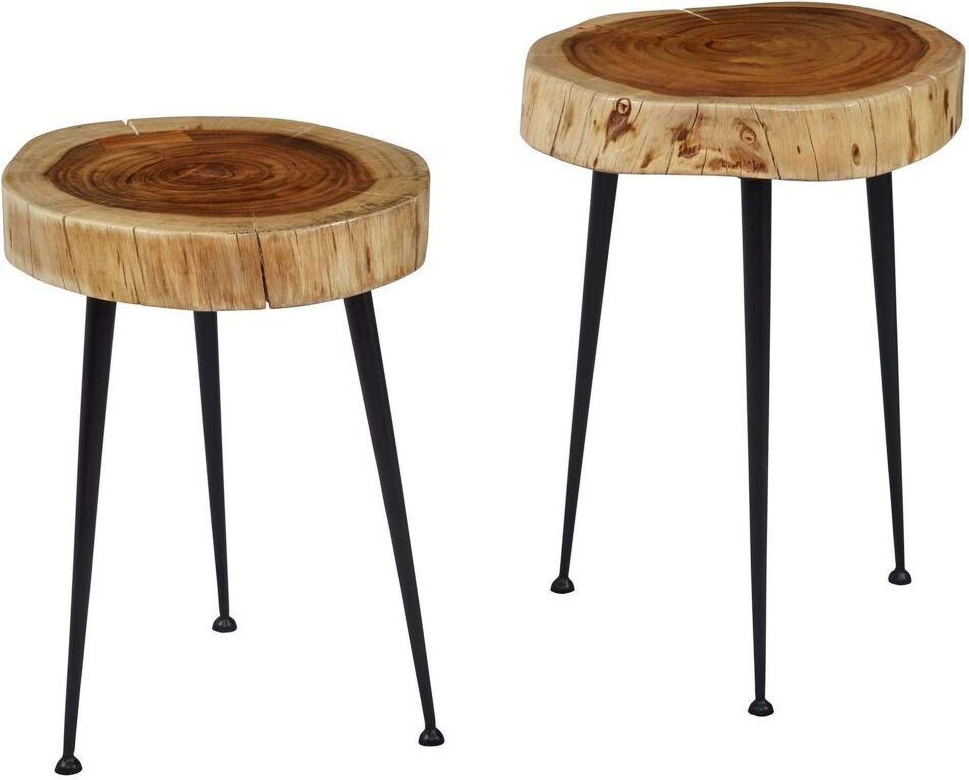 Global Archive Flat-Pack Wood And Iron Accent Tables Set Of 2 In ... for Transforming Small Spaces with the Elegant Simplicity of Rustic Accent Tables