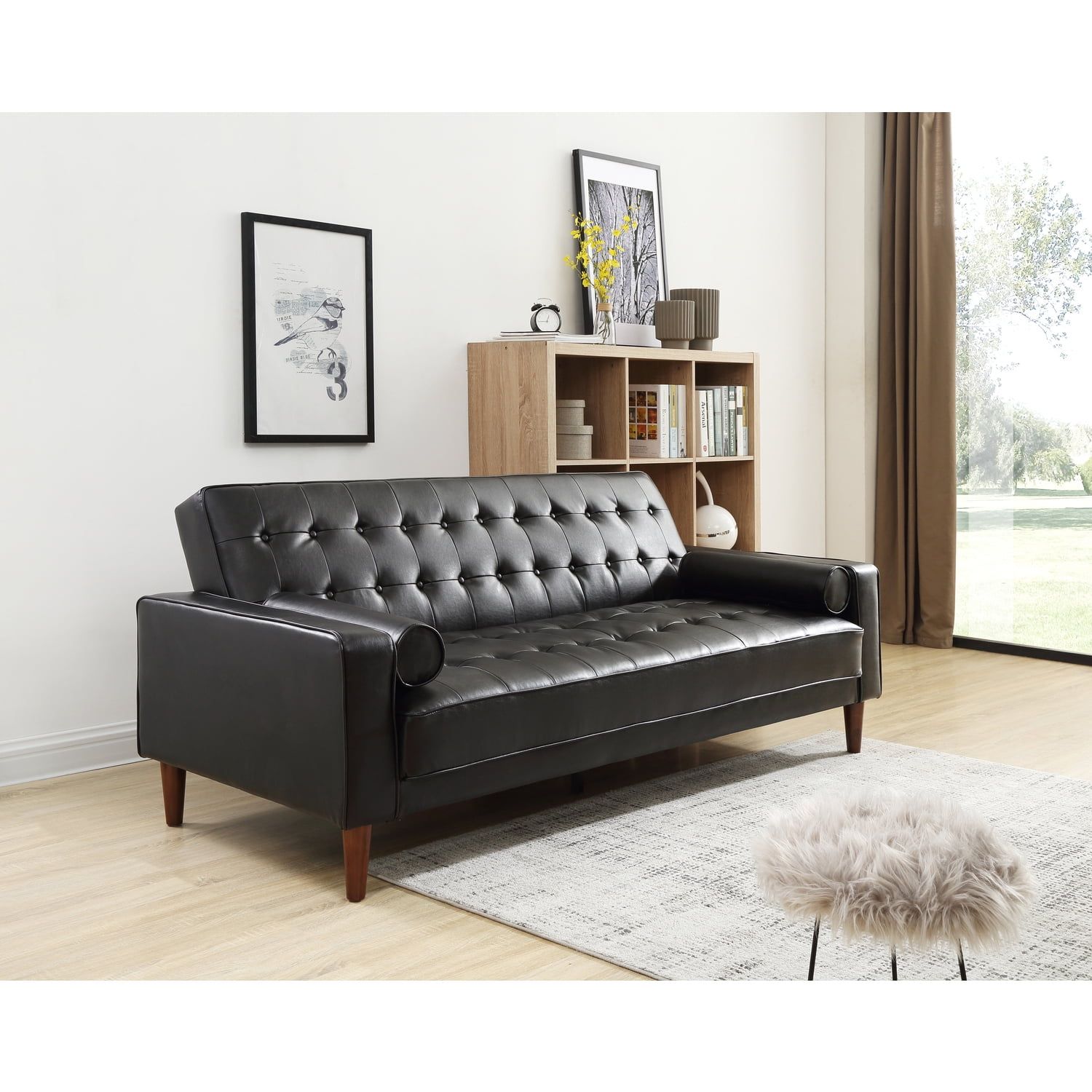 Glory Furniture Andrews Quality Faux Leather Sleeper Sofa With Metal ... pertaining to Maximizing Guest Comfort with the Andrews Yellow Sleeper Sofa