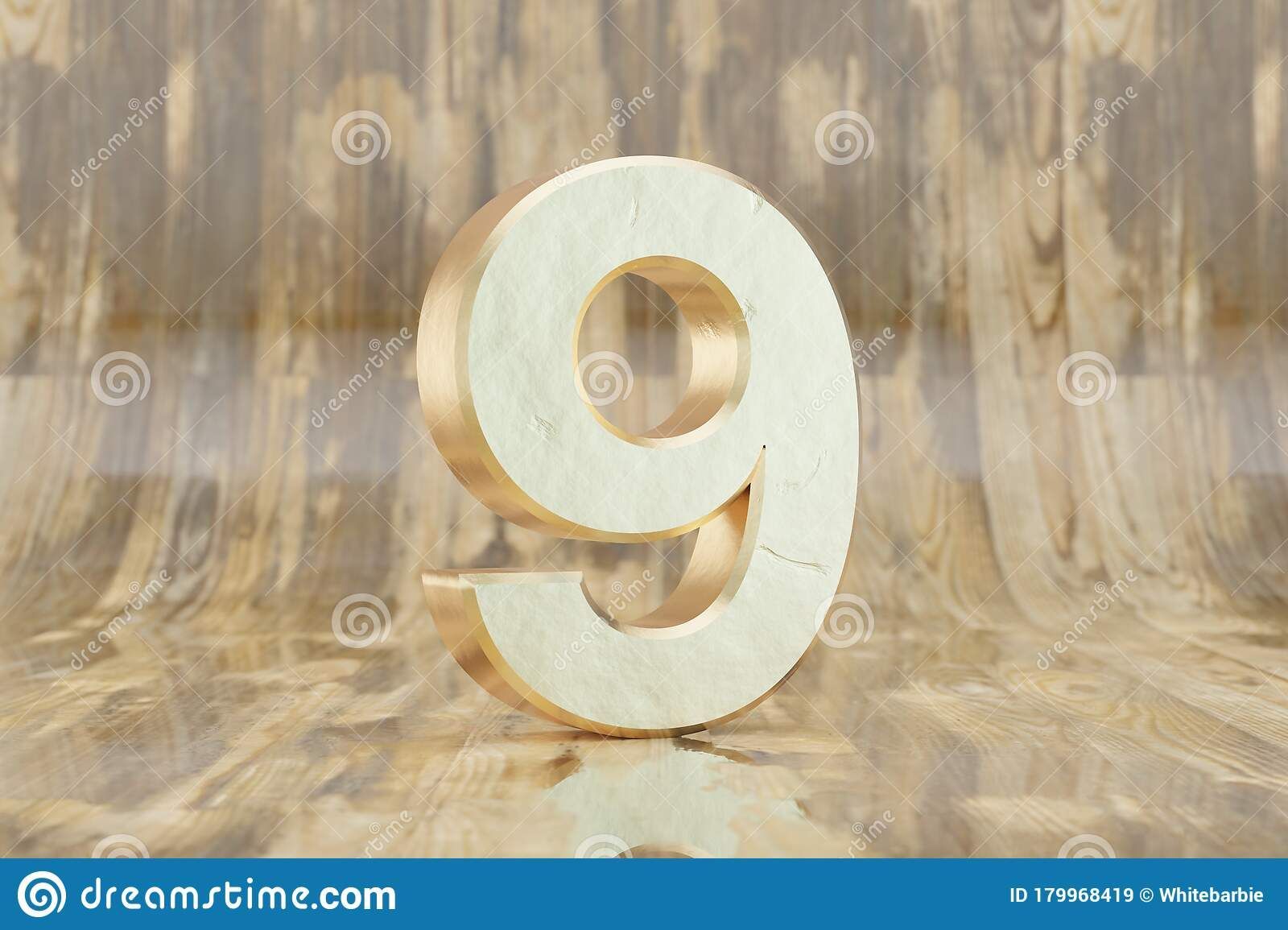 Gold 3D Number 9. Golden Number On Glossy Wet Wooden Background. 3D Rendered Font Character ... pertaining to Crafting Your Perfect Outdoor Gathering Space with a Lazy Susan Dining Set