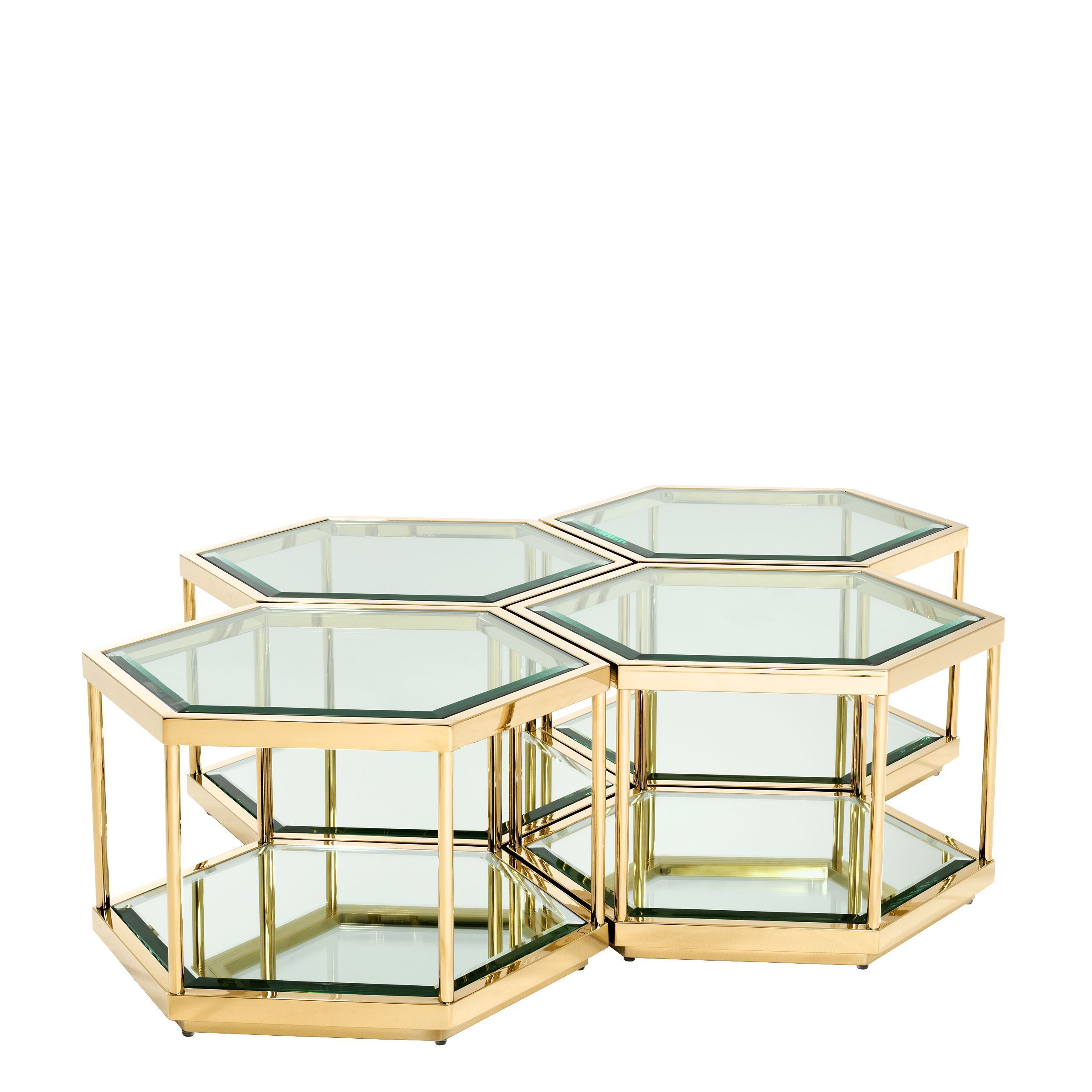 Gold Hexagonal Coffee Table Set | Eichholtz Sax | Hexagon Coffee Table ... within The Versatility of a Brushed Gold Hexagon Coffee Table