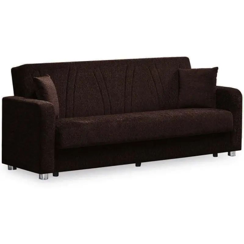 Grandeur Collection Convertible 87 In. Dark Brown Chenille 3-Seater ... regarding Beyan Signature Hartford 87" Chenille Convertible Sleeper Sofa In Brown