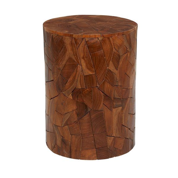 Grayson Lane Contemporary Brown Teak Wood Round Accent Table 361526 | Rona within Set Of 2 Brown Teak Wood Coastal Accent Table, 20", 23"