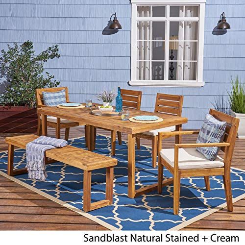 Great Deal Furniture Gdfstudio Outdoor 6-Seater Acacia Wood Dining Set ... pertaining to From Compact to Congenial How the Teresa Set Adapts to Your Needs
