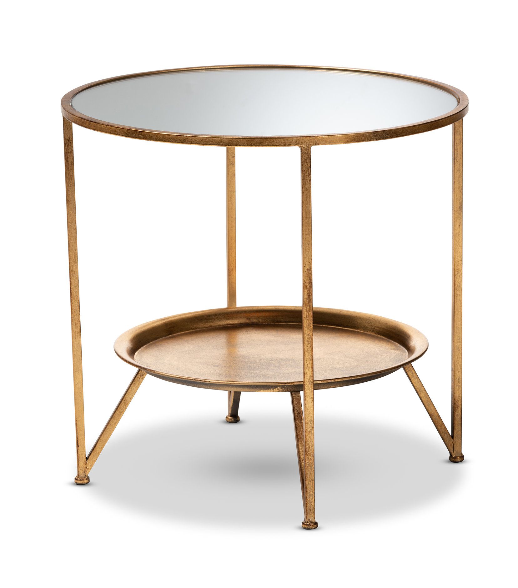 Gregg Antique Gold Finish Metal And Mirrored Glass Accent Table With ... within Understanding the Appeal of Gregg Accent Tables Set of 3 Yellow in Modern Interior Design