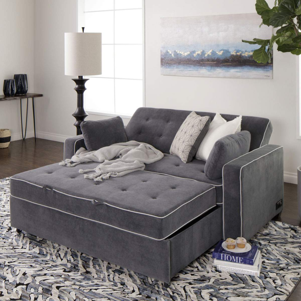 Grey Queen Pull Out Sleeper Sofa With Usb Port | Jerome's Furniture ... within Maximizing Comfort and Space with a Gray Chaise Sleeper