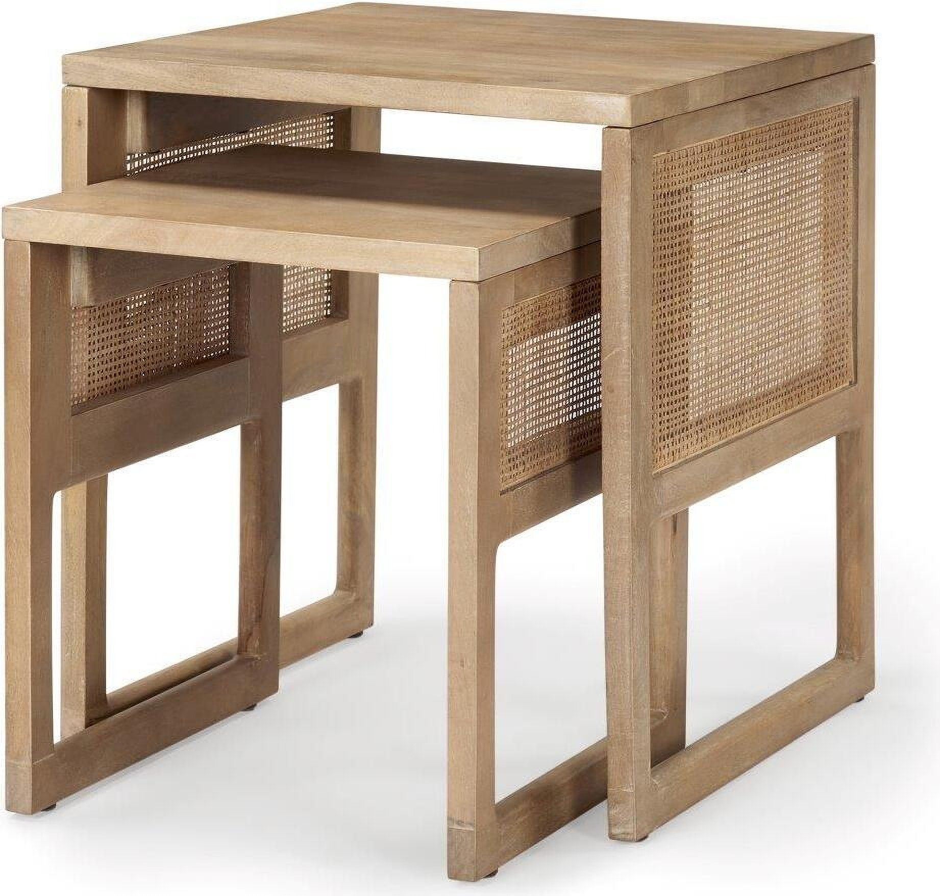 Grier Light Brown Solid Wood With Cane Nesting Accent Tables Set Of 2 By Mercana | 1Stopbedrooms with The Versatility of Grier Accent Tables A Deep Dive