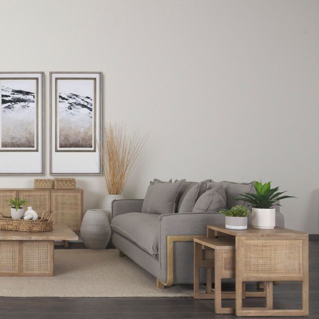 Grier Set Of 2 Light Brown Solid Wood With Cane Nesting Accent Tables - Transitional - Coffee ... inside The Versatility of Grier Accent Tables A Deep Dive