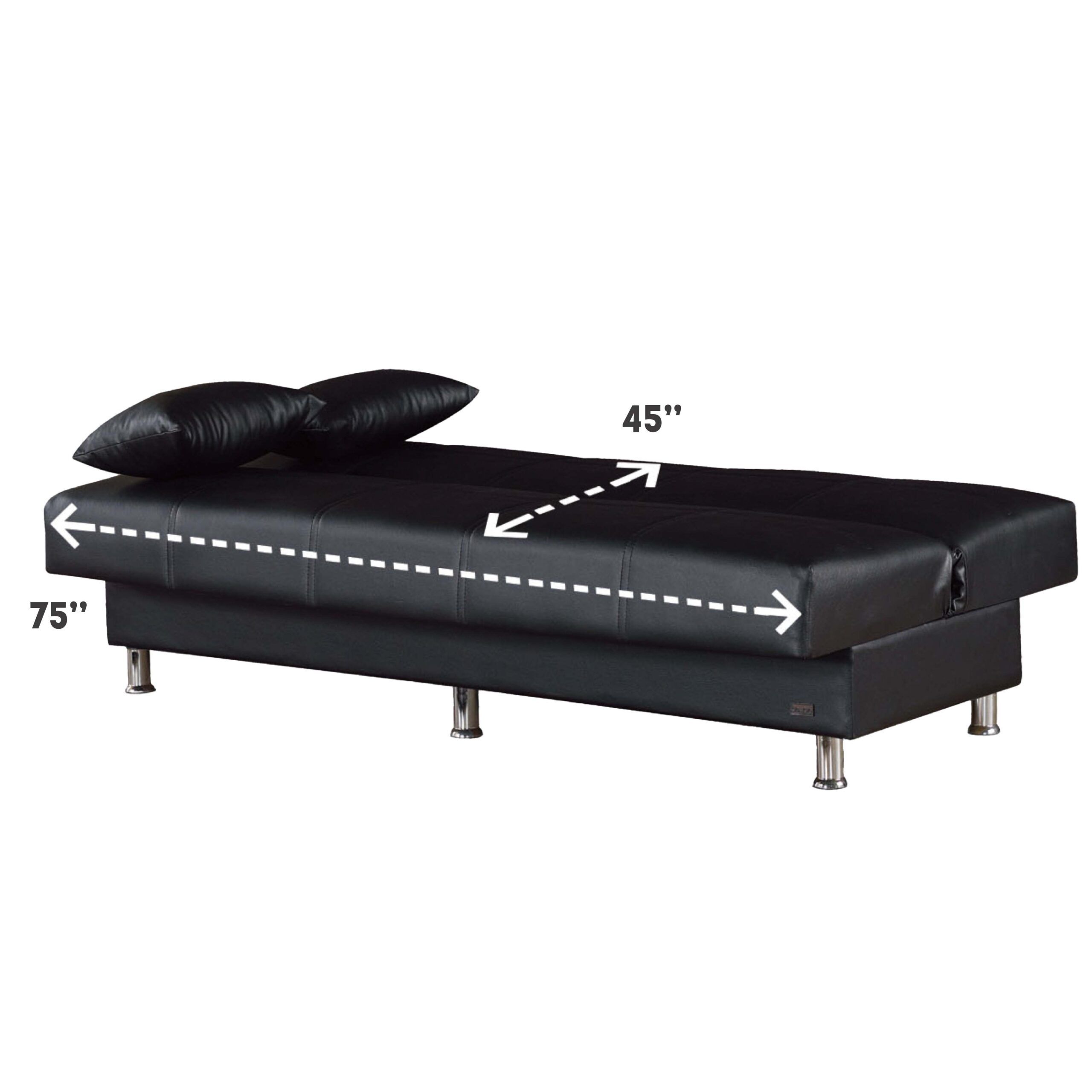 Halifax - Empire Beyan Furniture for Beyan Signature Halifax 75" Faux Leather Convertible Sleeper Sofa In Black