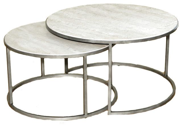Hammary Furniture Hammary Silver Metal Round Nesting Coffee Tables ... pertaining to Domini Nesting Round Cocktail Tables 2-Piece Set, Off-White/Black