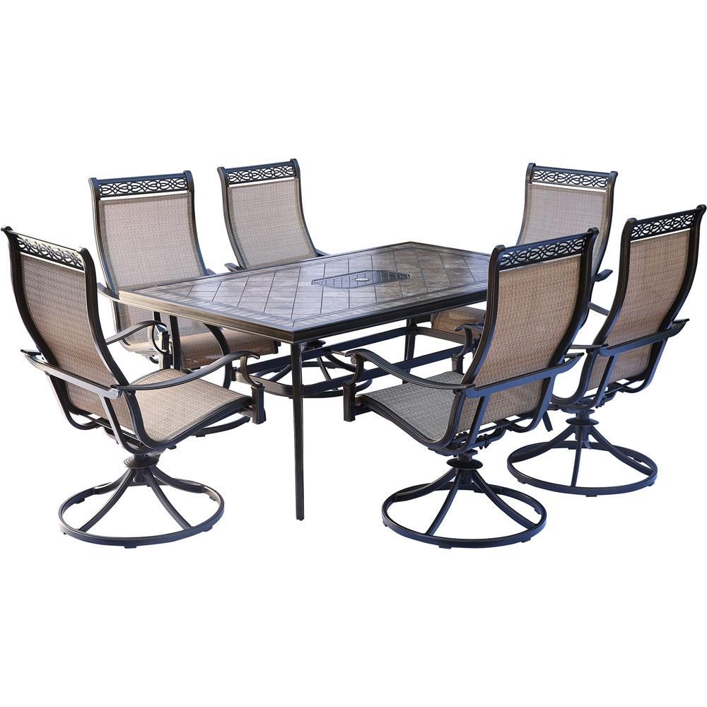 Hanover Monaco 7-Piece Aluminum Outdoor Dining Set With Rectangular ... regarding Rousselin Outdoor Aluminum 7 Piece Dining Set, Copper
