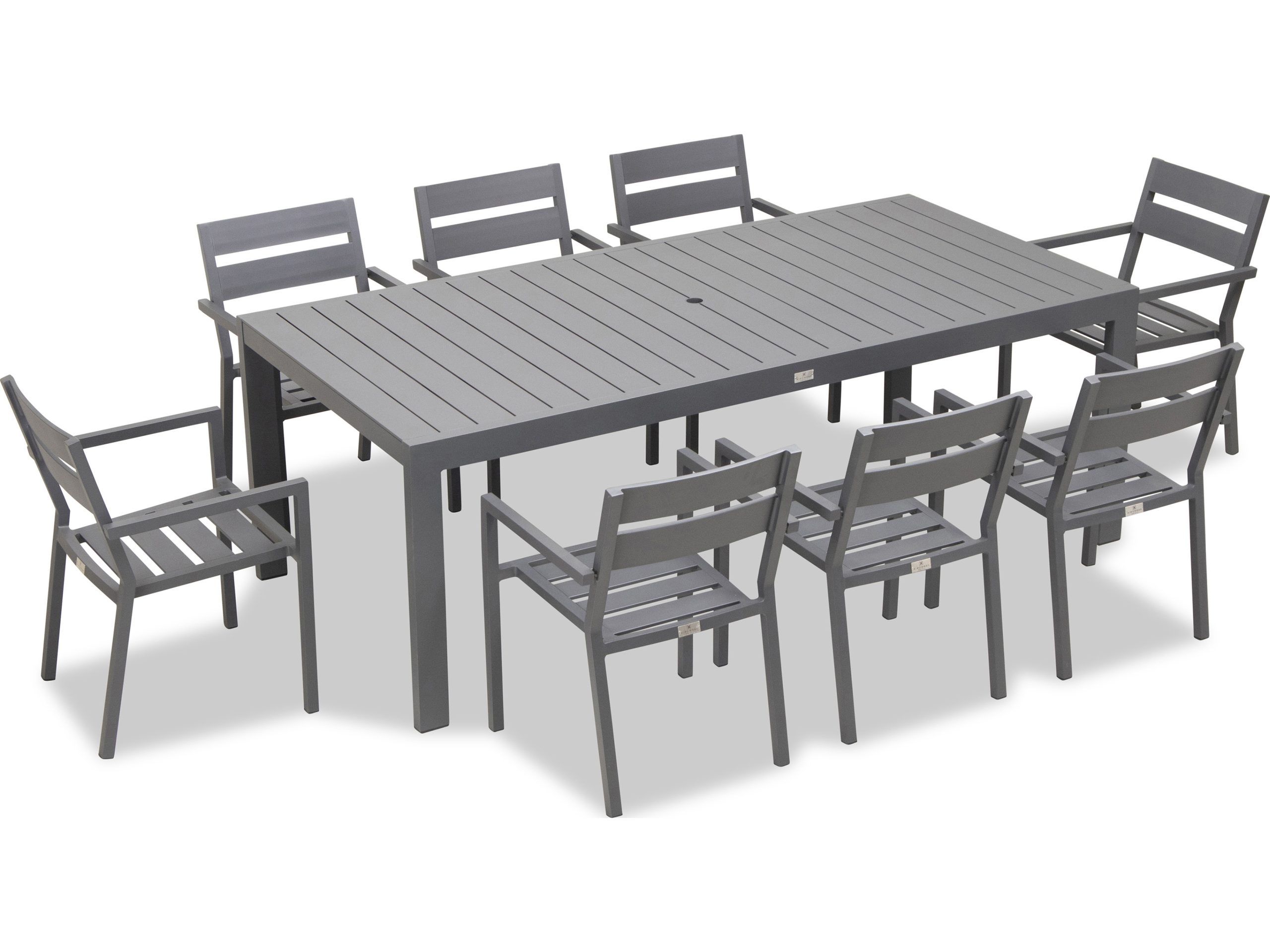 Harmonia Living Pacifica Aluminum Black 8 Seat Dining Set | Pac-Set560 within Freda Outdoor Aluminum 8 Seater Dining Set