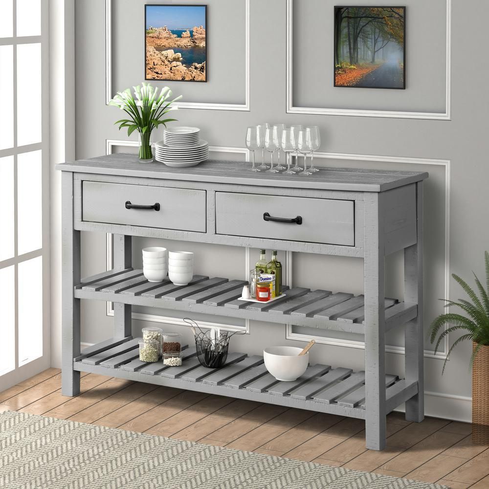 Harper & Bright Designs Gray Antique Console Table With Drawers And 2 ... within Creating a Functional and Elegant Foyer with Storage Console Tables