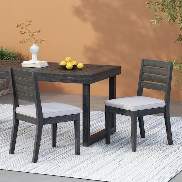 Harper &amp;amp; Bright Designs Patio Sandblast Dark Gray Solid Acacia Wood ... within Lyons Outdoor Acacia Wood Picnic Dining Set, Sandblast Light Gray/Black