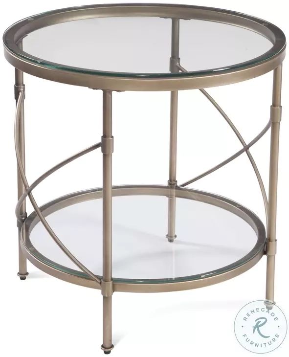 Harrison Antique Gold Round End Table From Bassett Mirror | Coleman ... in Understanding the Legacy of Harrison Round Cocktail Table Antique Gold Designs