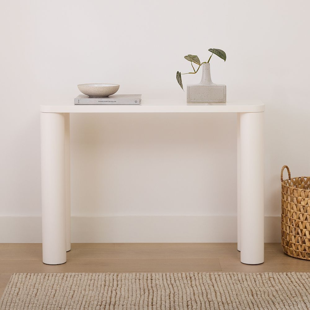 Hazel Entry Console (42") | West Elm White Console Table, Modern ... with Exploring the Versatility of Large Top Console Tables with Triangular Base Structures