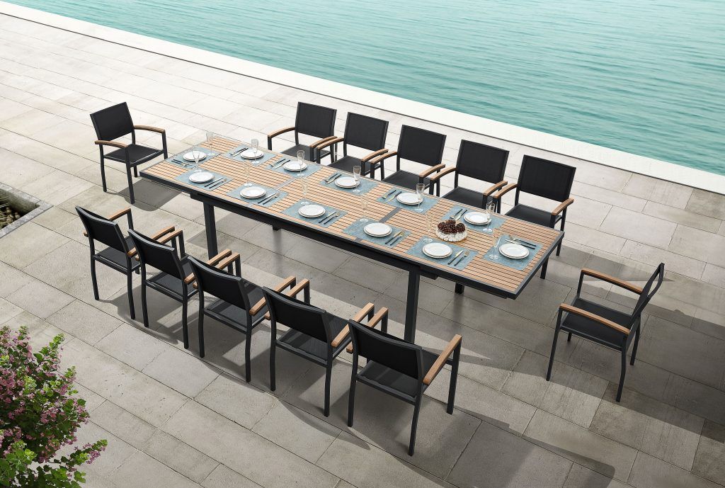 Heck Extendable Dining Table Set By Higold | Vancouver Sofa And Patio within Higold Heck 8+1 Pieces Extendable Outdoor Dining Set, Black Aluminum