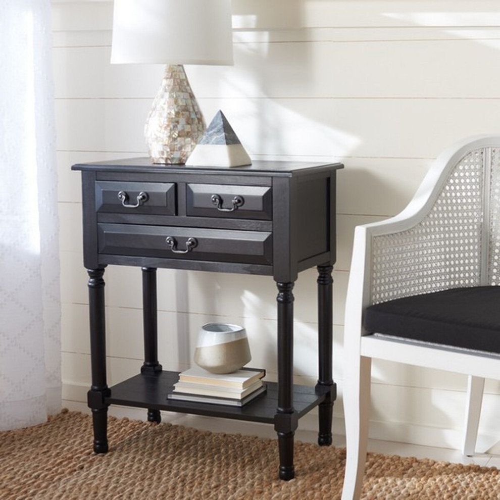 Hector 3 Drawer Console Table Black - Traditional - Console Tables - By ... intended for Hector 3 Drawer Console Table Black