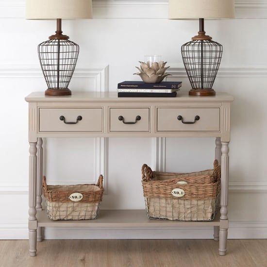 Heritox Wooden Console Table With 2 Drawers In Antique White pertaining to Lexicon Granby Wood 2 Drawer Console Table In Antique White