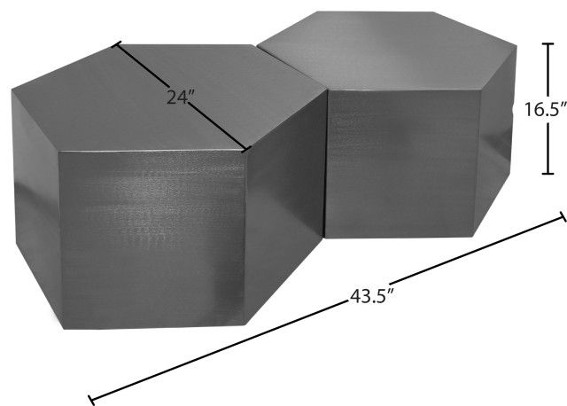 Hexagon Durable Iron Modular Coffee Table, 2 Piece - Contemporary ... within The Versatility of a Brushed Gold Hexagon Coffee Table