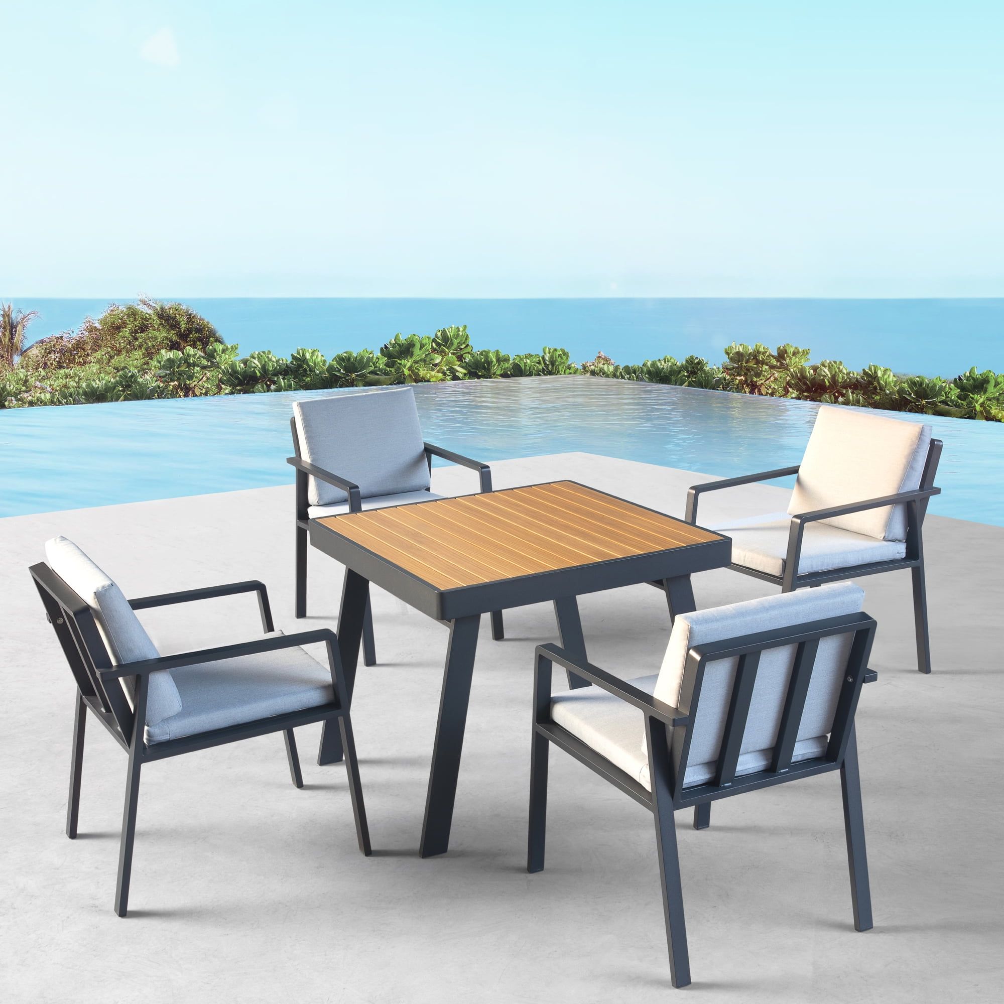 Higold 6801 Nofi Patio Furniture, 5 Pieces Aluminum Outdoor Dining Set ... regarding Carlo Extend Imitated Wood Outdoor Dining Set For 8, Patio Party Furniture