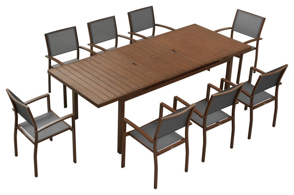 Higold Carlo 8+1 Pieces Extendable Aluminum Outdoor Dining Set, Wood ... with regard to How the HIGOLD Carlo 8+1 Pieces Extendable Aluminum Outdoor Dining Set Enhances Outdoor Living