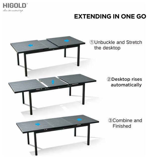 Higold Heck 8+1 Pieces Extendable Aluminum Outdoor Dining Set For 8 ... with regard to Higold Heck 8+1 Pieces Extendable Aluminum Outdoor Dining Set For 8 Persons