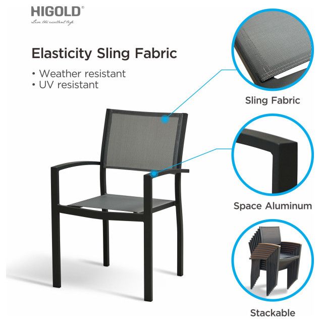 Higold Heck 8+1 Pieces Extendable Outdoor Dining Set, Black Aluminum ... in Higold Heck 8+1 Pieces Extendable Aluminum Outdoor Dining Set For 8 Persons