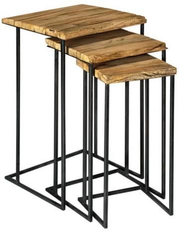 Hillsdale Emerson 3 Piece Nesting End Table Set In Natural And Gray ... with Emerson 3-Piece Table Set, Nickel
