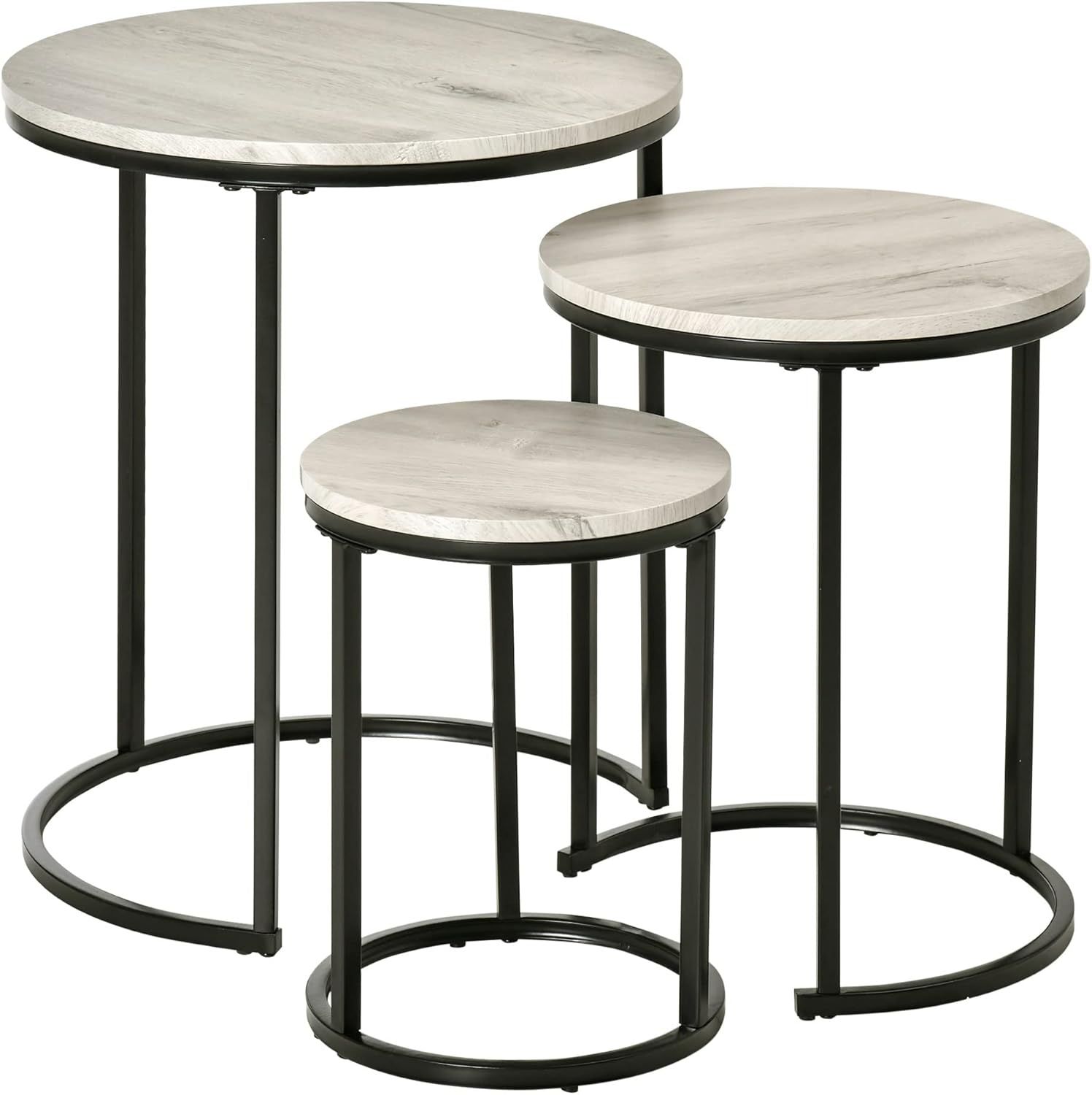 Homcom Nesting Tables Set Of 3, Round Coffee Table, Modern Stacking ... with regard to Maximizing functionality with stackable nesting tables in compact living areas