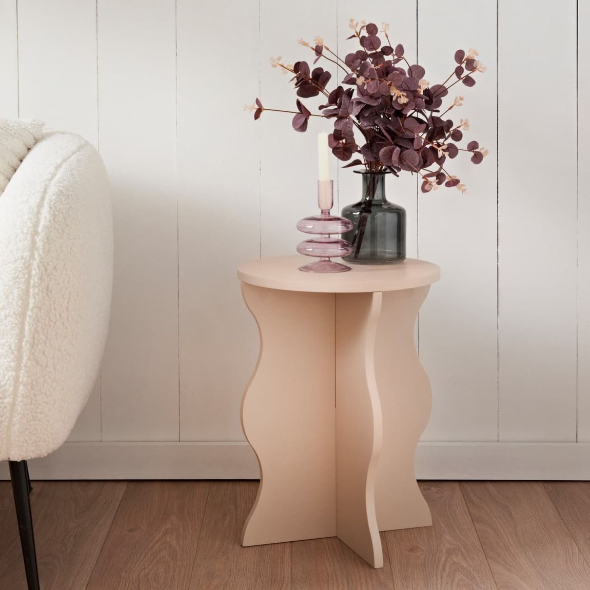 Home Collection Wiggly Wooden Side Table - Pebble | Side Tables | B&M in Pebble Side Table Set, Natural Wood