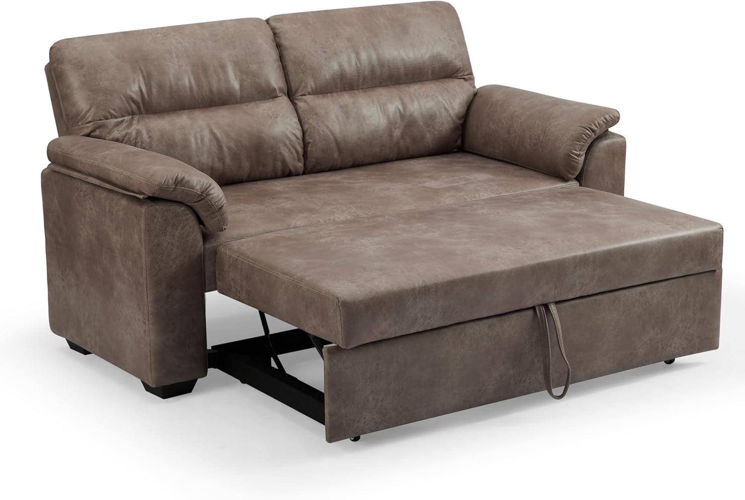 Home Detail Faux Leather Pull Out Sofa Bed Two Seater Sofabed ... inside Beyan Signature Madrid 69" Fabric Pull Out Sleeper Sofa In Brown