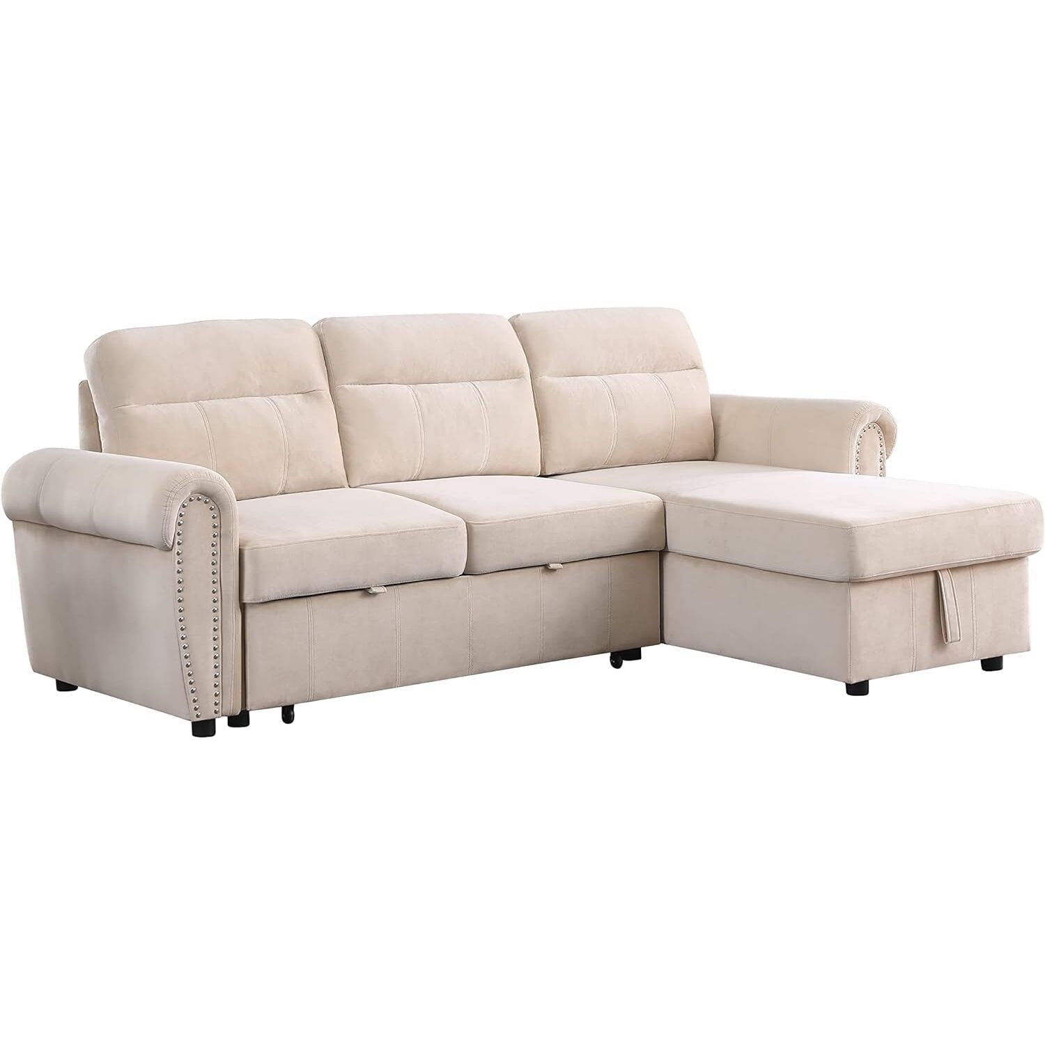 Homestock Natural Beauty Reversible Sleeper Sectional Sofa Chaise-Color ... pertaining to Understanding the Versatility of a Reversible Chaise Sleeper Sofa