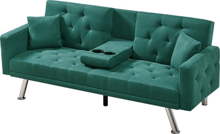Igemaninc Linen Convertible Sofa And Sofa Bed, Square Arm Accent Sofa ... for Exploring the Design Versatility of Gray and Walnut Square Arm Sofa Beds