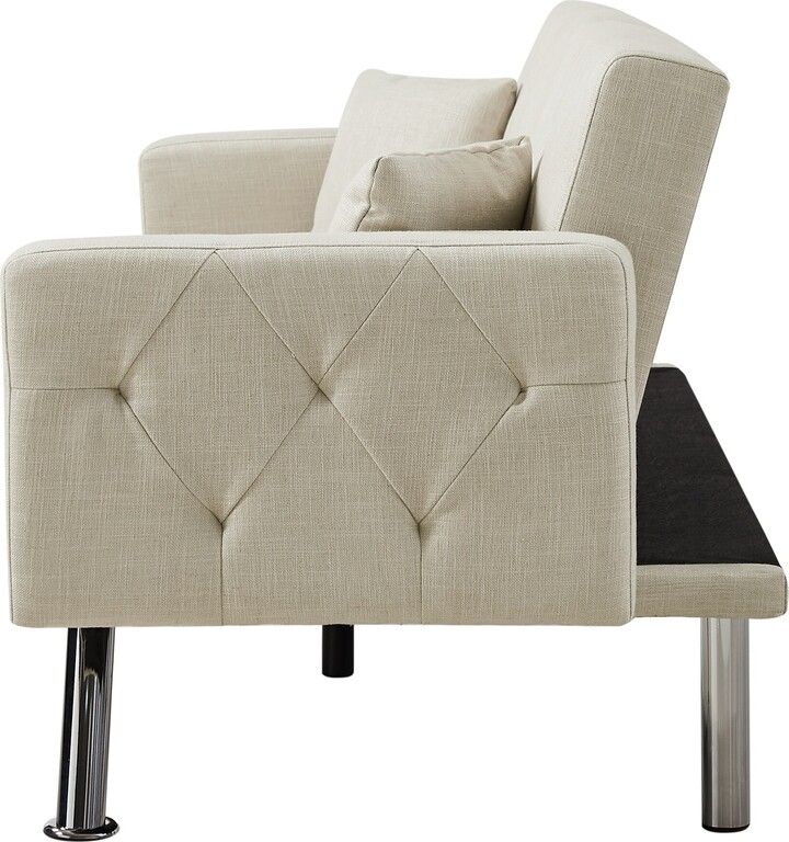 Igemaninc Linen Convertible Sofa And Sofa Bed, Square Arm Accent Sofa ... regarding Sofa Bed With Square Arms, Gray And Walnut