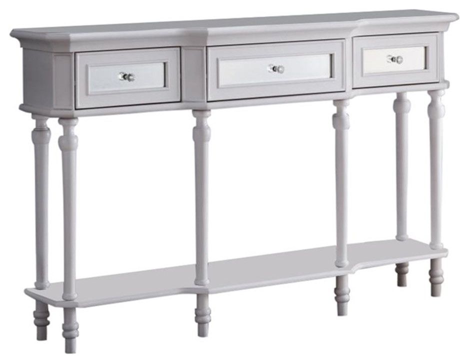 In Room Furniture Designs Traditional Solid Wood Console Table In White ... with regard to Traditional Console Table With Drawer And Lower Shelf In Slim Design, White
