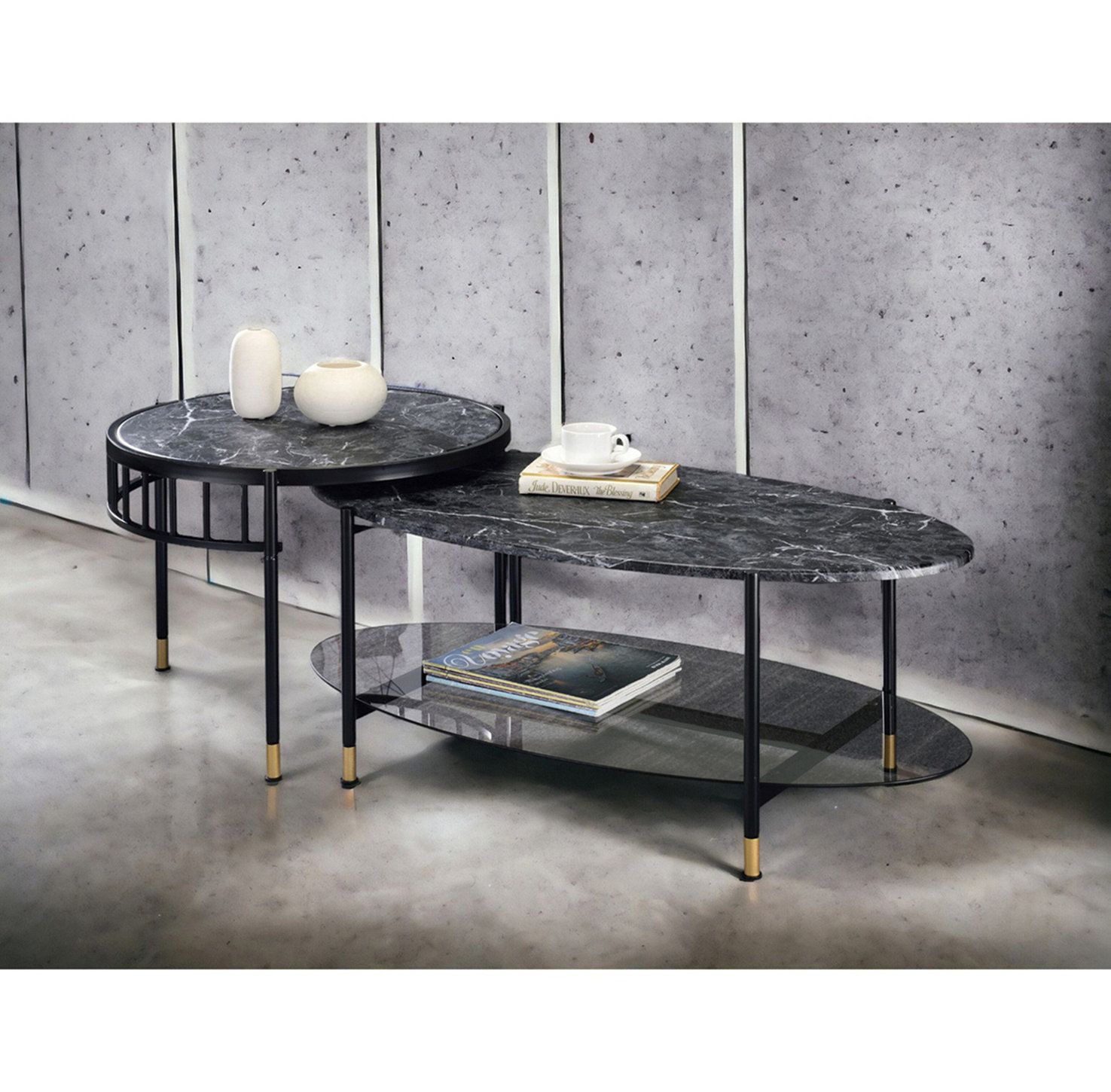Ivy Bronx Engineered Stone Top Nesting Table | Wayfair regarding Large Stone Top Nesting Table