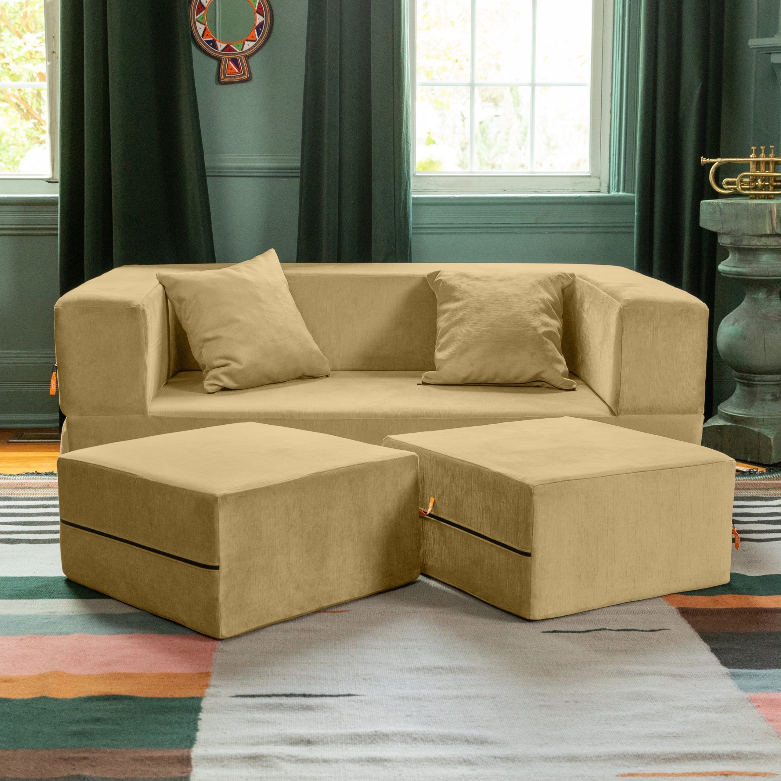 Jaxx Zipline Convertible Sleeper Loveseat & Ottomans, Textured ... within Design considerations for modern sleeper sofa seating solutions